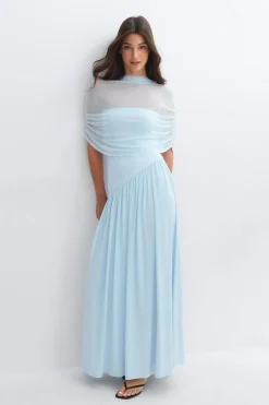 Draped cape maxi dress - Blau - Dame - Gina Tricot