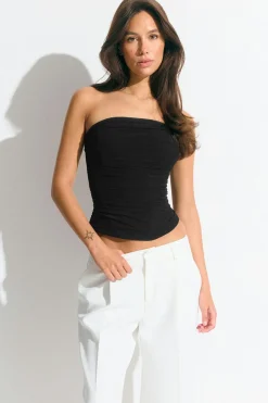 Draped mesh corset - Schwarz - Dame - Gina Tricot