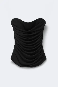 Draped mesh corset - Schwarz - Dame - Gina Tricot