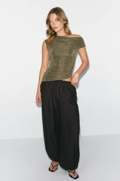 Draped top - Grün - Dame - Gina Tricot