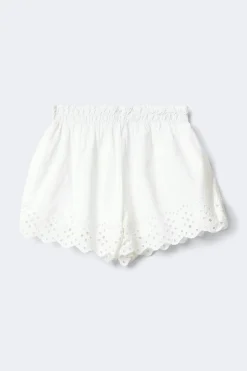 Drawstring embroidery shorts - Weiß - Dame - Gina Tricot