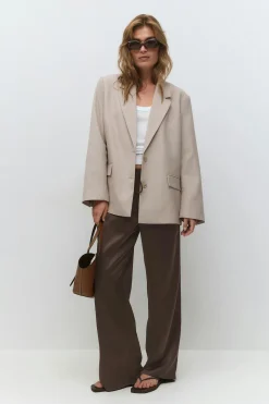 Drawstring satin trousers - Braun - Dame - Gina Tricot