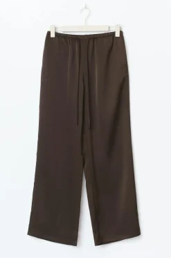 Drawstring satin trousers - Braun - Dame - Gina Tricot