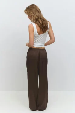 Drawstring satin trousers - Braun - Dame - Gina Tricot