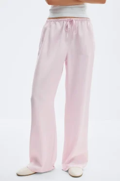 Drawstring satin trousers - Rosa - Dame - Gina Tricot