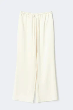 Drawstring satin trousers - Weiß - Dame - Gina Tricot