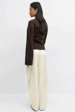 Drawstring satin trousers - Weiß - Dame - Gina Tricot