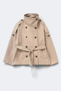 Dropped waist high neck jacket - Beige - Dame - Gina Tricot