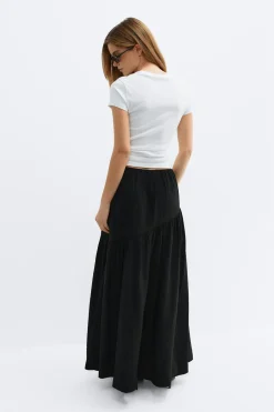 Dropped waist skirt - Schwarz - Dame - Gina Tricot