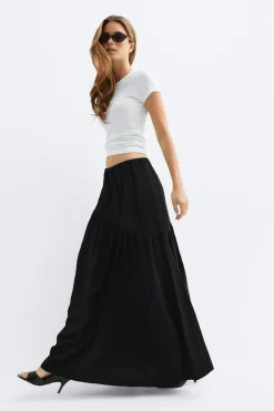 Dropped waist skirt - Schwarz - Dame - Gina Tricot
