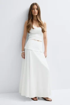 Dropped waist skirt - Weiß - Dame - Gina Tricot