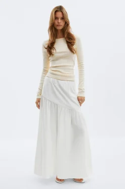 Dropped waist skirt - Weiß - Dame - Gina Tricot