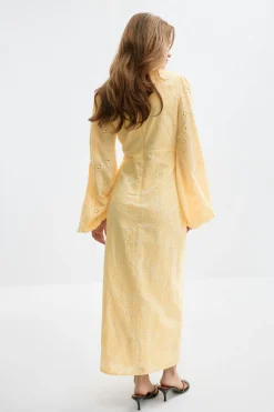 Embroidery dress - Gelb - Dame - Gina Tricot