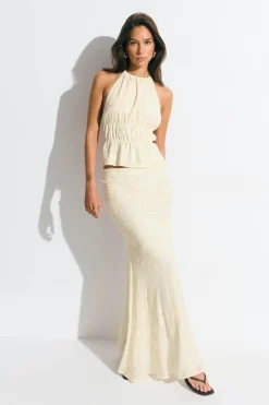 Embroidery maxi skirt - Weiß - Dame - Gina Tricot