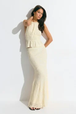 Embroidery open back top - Weiß - Dame - Gina Tricot