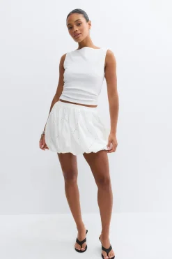 Embroidery skirt - Weiß - Dame - Gina Tricot