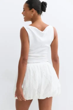 Embroidery skirt - Weiß - Dame - Gina Tricot