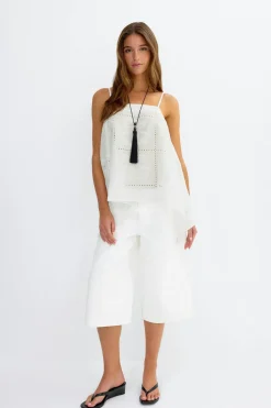 Embroidery top - Weiß - Dame - Gina Tricot
