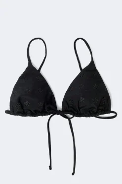 Embroidery triangle bikini top - Schwarz - Dame - Gina Tricot