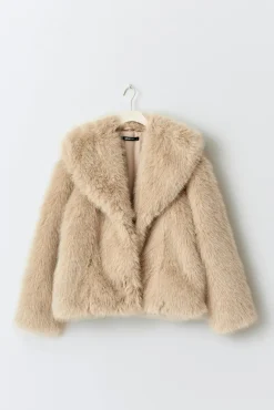 Faux fur coat - Beige - Dame - Gina Tricot