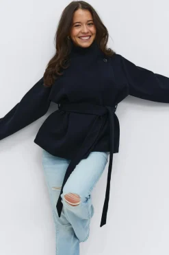 14+ felt wrap jacket - Blau - Gina Tricot