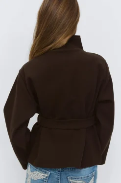 14+ felt wrap jacket - Braun - Gina Tricot