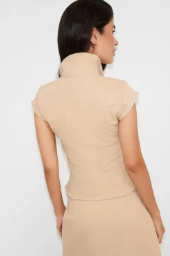 Fitted denim shirt - Beige - Dame - Gina Tricot