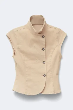 Fitted denim shirt - Beige - Dame - Gina Tricot