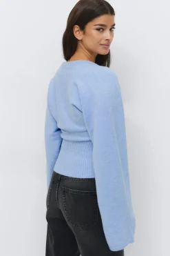 Fitted waist knitted cardigan - Blau - Dame - Gina Tricot
