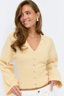 Fitted waist knitted cardigan - Gelb - Dame - Gina Tricot