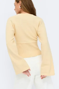 Fitted waist knitted cardigan - Gelb - Dame - Gina Tricot