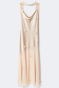 Floral maxi cowlneck dress - Beige - Dame - Gina Tricot