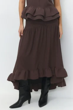 Flounce skirt - Braun - Dame - Gina Tricot