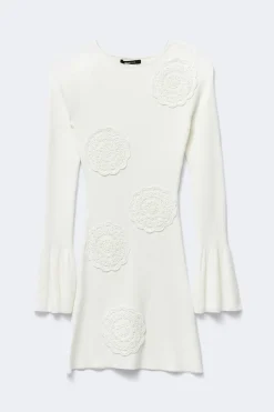 Flower knitted dress - Weiß - Dame - Gina Tricot