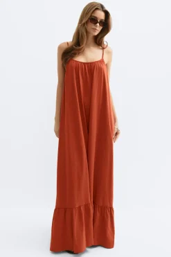Flowy maxi dress - Rot - Dame - Gina Tricot