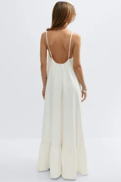 Flowy maxi dress - Weiß - Dame - Gina Tricot