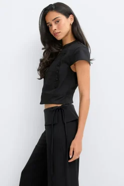 Fold down trousers - Schwarz - Dame - Gina Tricot