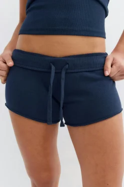 14+ folded waist shorts - Blau - Gina Tricot
