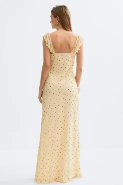 Frill maxi dress - Gelb - Dame - Gina Tricot