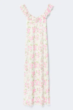 Frill maxi dress - Weiß - Dame - Gina Tricot