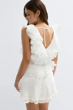 Frill mini dress - Weiß - Dame - Gina Tricot