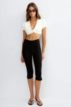 Frill one button top - Weiß - Dame - Gina Tricot