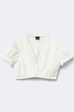 Frill one button top - Weiß - Dame - Gina Tricot
