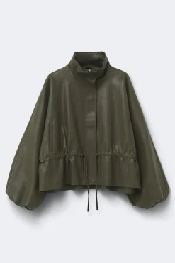 Frill pu jacket - Grün - Dame - Gina Tricot