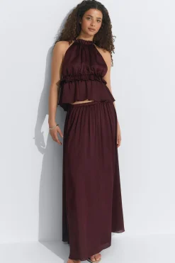 Frill top - Braun - Dame - Gina Tricot
