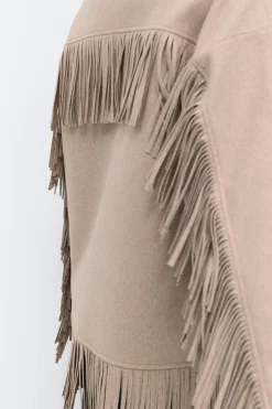Fringe jacket - Beige - Dame - Gina Tricot