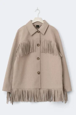 Fringe jacket - Beige - Dame - Gina Tricot