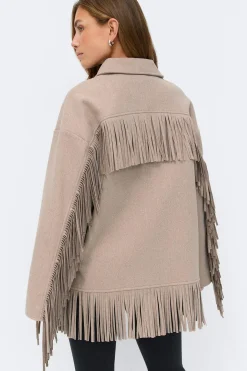 Fringe jacket - Beige - Dame - Gina Tricot