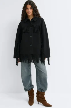 Fringe jacket - Schwarz - Dame - Gina Tricot