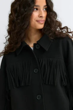 Fringe jacket - Schwarz - Dame - Gina Tricot